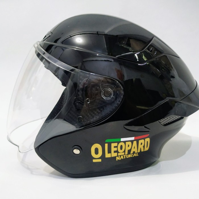 Helm Arl Tt Course Leopard Hitam Glossy Half Face Sni.