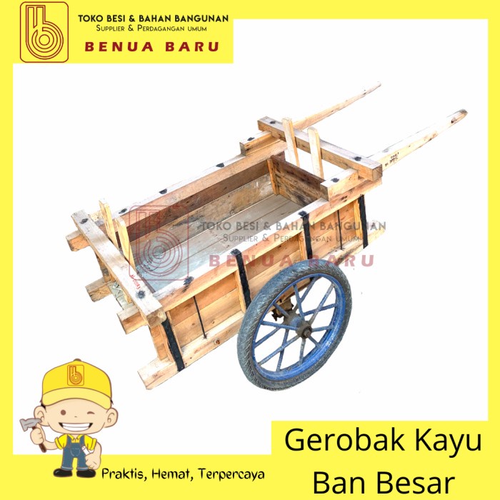 Gerobak Pasir Kayu Serbaguna Ban Kecil / Gerobak Kayu Ban Mobil