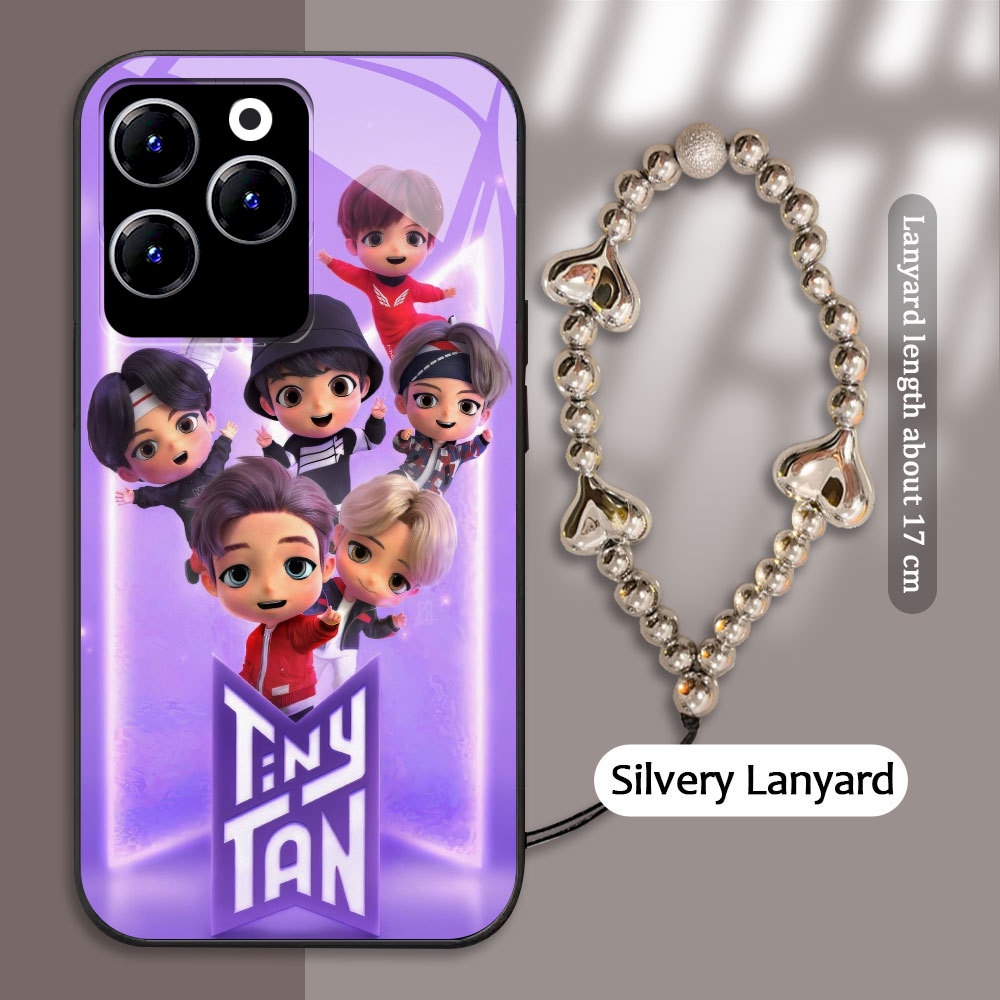 Tempered Glass case For Infinix Hot 9 10 11 PLAY 30i 40 kasing Handphone Tiny TAN × Downy BTS Casing