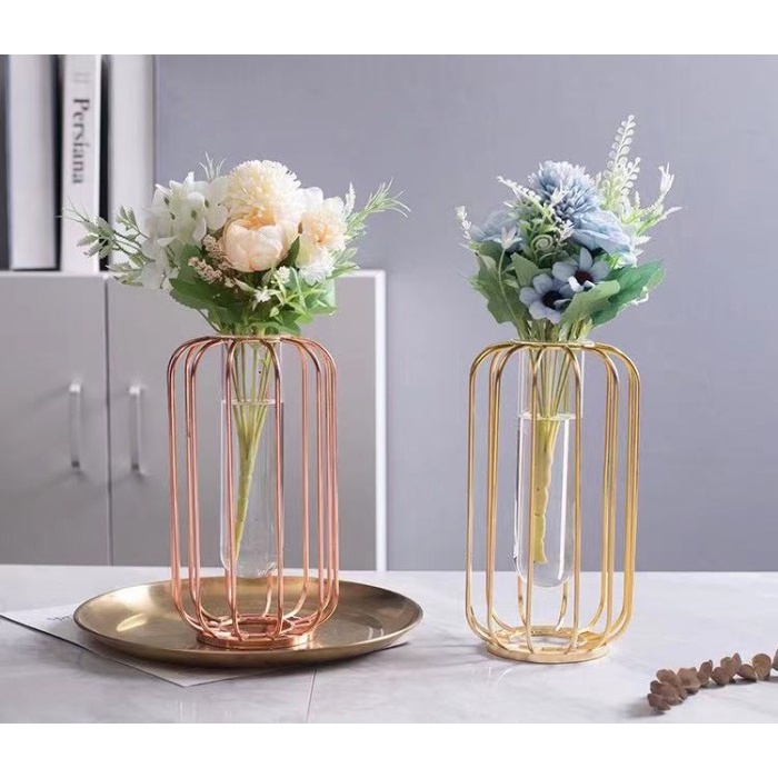 Gold Tube Vase / Vas Bunga Meja Simple Mewah VASE VAS BUNGA