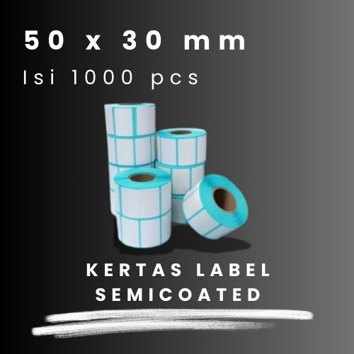

SC 50 X 30 - 1" @1000 - 1 Line CORE 1 INCH 50X30MM 50 X 30 MM 5X3 CM 5 X 3 CM BARCODE LABEL SEMICOAT STICKER STIKER SC SEMICOATED BIRU 1000 PCS