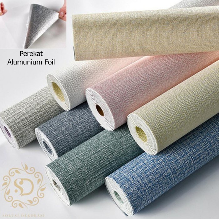 Wallpaper Sticker dinding Linen Roll / Wallfoam Dinding Dekorasi Kamar