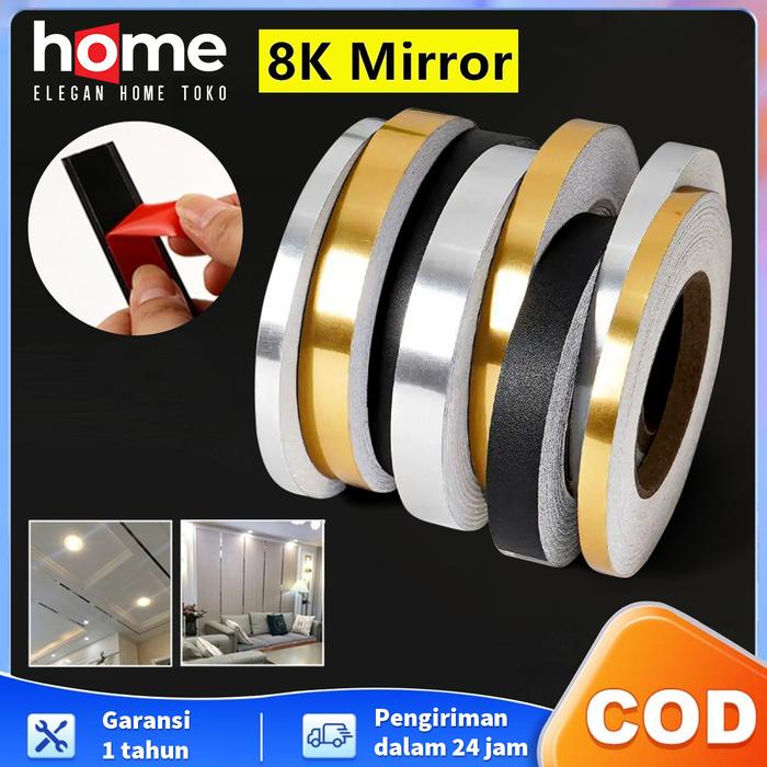 E.HOME 3M List Plat Strip Mirror Gold - List Gold Wall Molding Stiker Dinding Stainless SS201 Hiasan