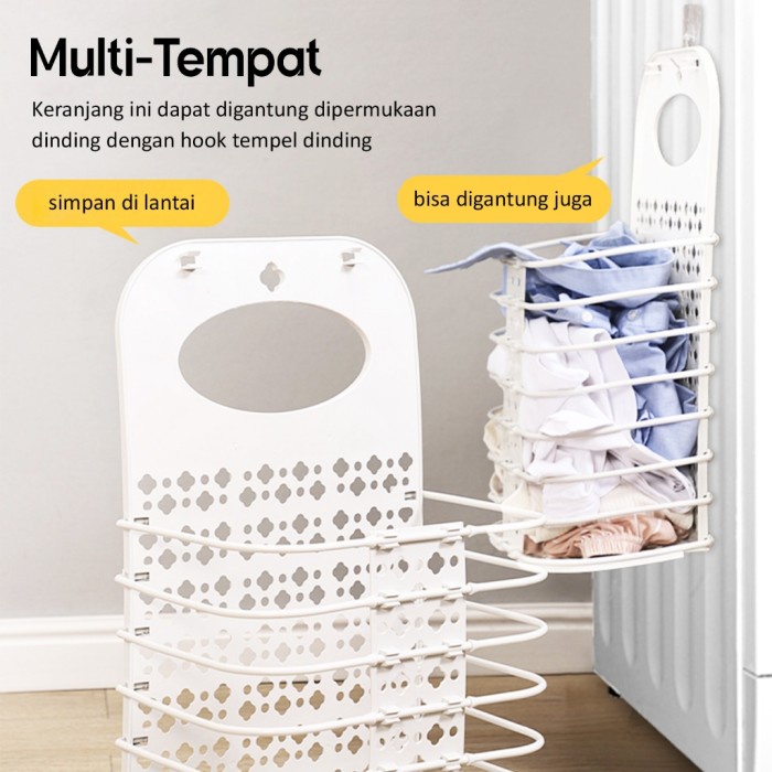 DAPATKAN RAK KERANJANG GANTUNG LIPAT BAJU KOTOR / CUCIAN PAKAIAN LAUNDRY BAJU KOTOR / KERANJANG BAJU
