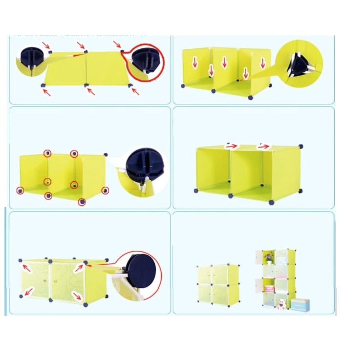 Lemari Pakaian Plastik Rak Serbaguna Susun Lemari Baju 9 Pintu