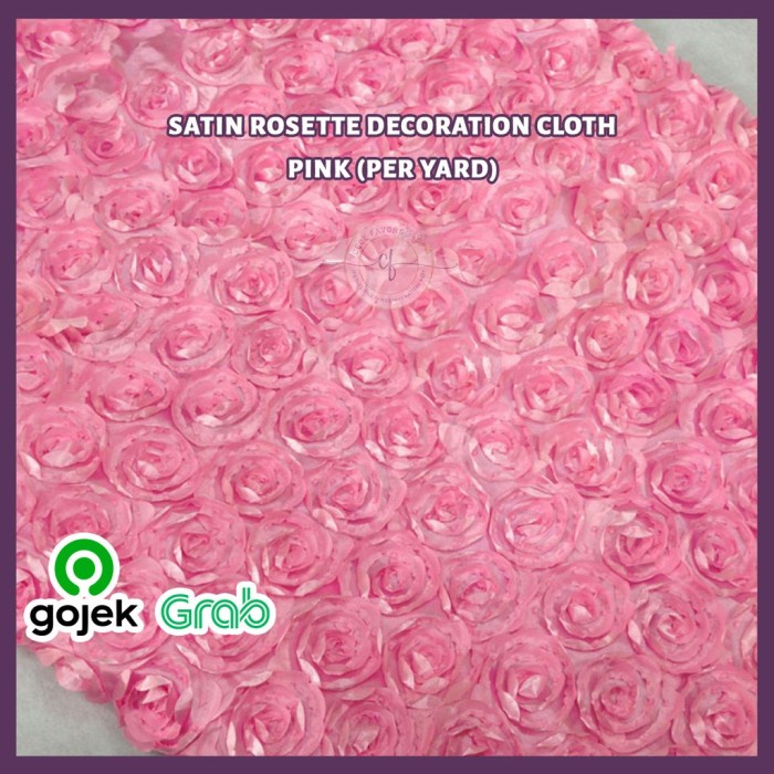 Kain Backdrop Taplak Meja Satin Rosette Decoration Cloth - Pink