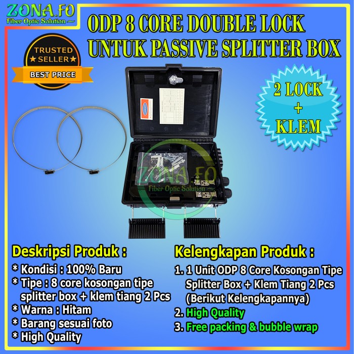 ODP 8 Core Splitter Box Double Lock Kosongan / ODP 8 Core Double Lock Model Splitter Box / Dobel