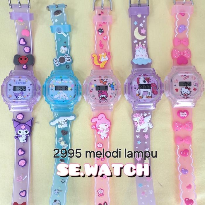Cod Jam Tangan Kotak Karakter Kartun Sanrio Digital Ada Lampu&Music