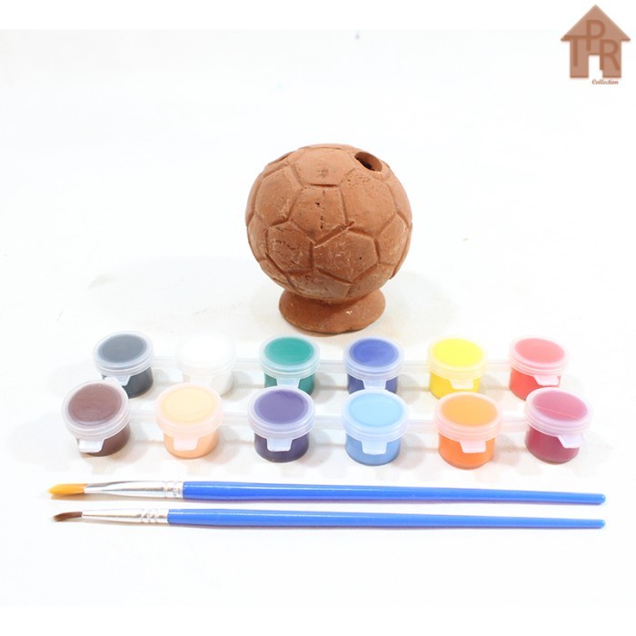 

Flashshow Set DIY Mewarnai Tanah Liat / Tempat Pensil Bola+ Cat 6warna + 1 Kuas