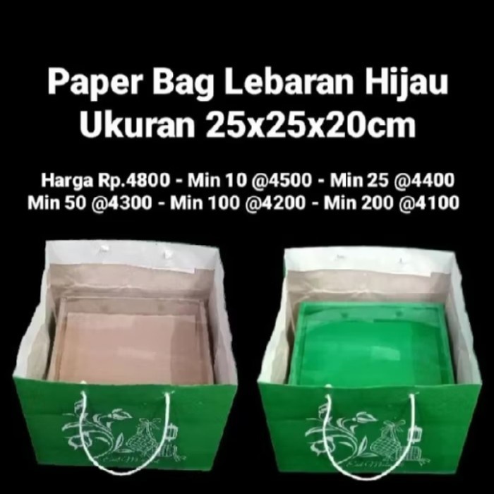 

Flashshow Paper Bag Lebaran Hijau Ukuran 25x25x20cm