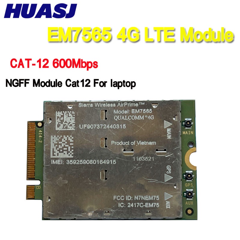 MCC HUASJ sierra Wireless EM7565 4G LTE CAT-12 600Mbps NGFF Module Cat12 NGFF Module Cat12 For lapto
