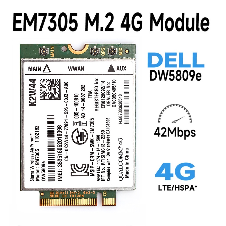 MCC DW5809e k2w44 for Sierra Wireless EM7305 M.2 NGFF 4G 100M LTE WWAN card module Dell e7450 e7250 