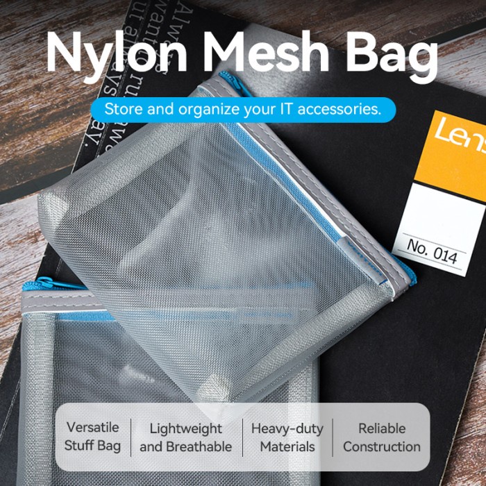 

KODE D Vention Transparent Mesh Zipper Bag Map Tas Resleting Jala
