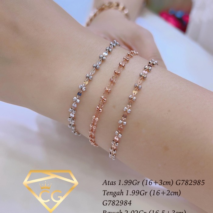 gelang tangan emas jedar ukir emas 750 kadar 17K # chibi