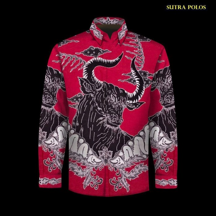 Kain Batik Tulis Sutra Atbm Baron Motif Banteng Merah 719Em