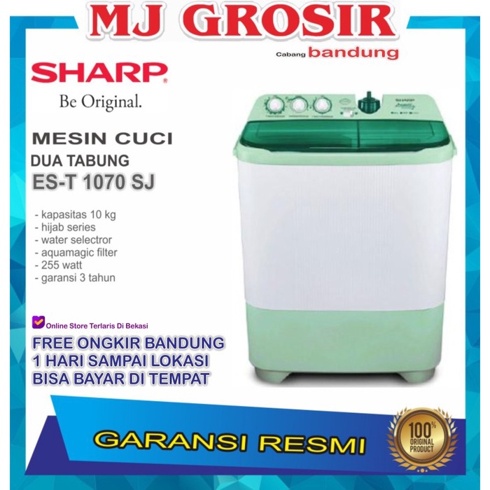 MESIN CUCI SHARP EST 1070 SJ 10 KG 2 TABUNG EST1070 10KG AQUAMAGIC