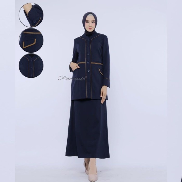 CN502 seragam pdh wanita biru dongker rok A / seragam guru biru