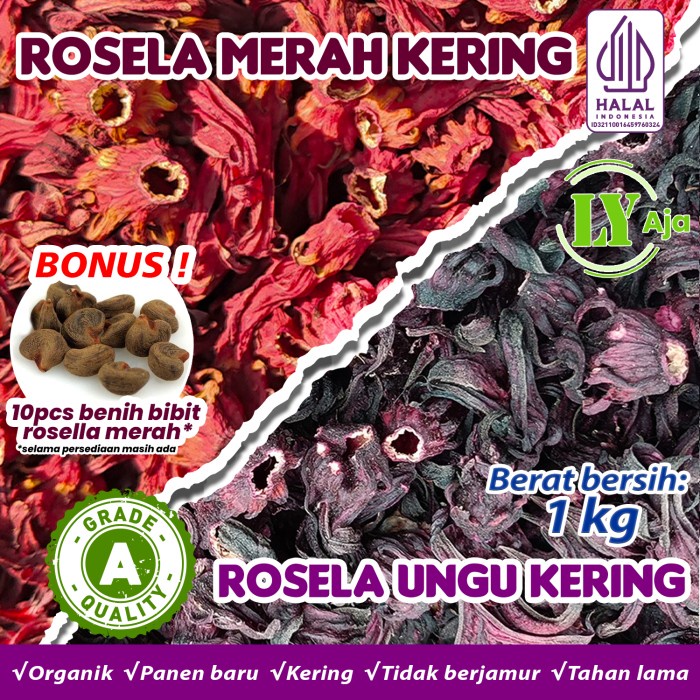 

Teh Bunga Rosella Merah Rosela Ungu 1 Kg LY Aja Kering Grade A 1Kg