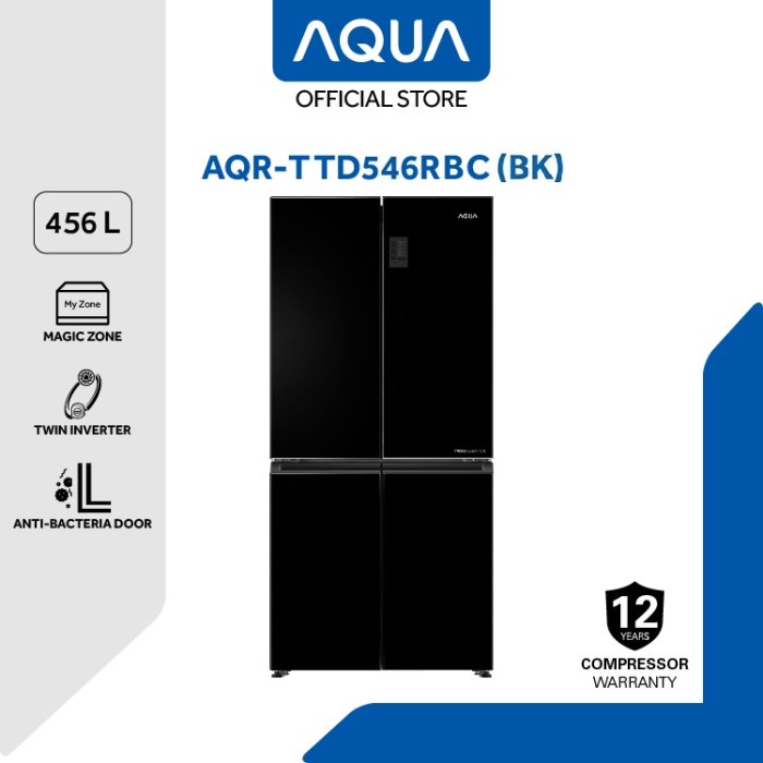 Terbaru Aqua Kulkas Multidoor 4 Pintu Inverter Aqr-Ttd546Rbc(Bk)