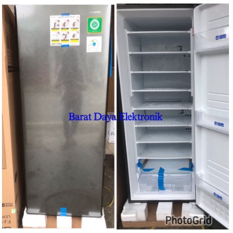 Terlaris Sharp Freezer 8 Rak Fjm195Nss Upright Freezer - Silver