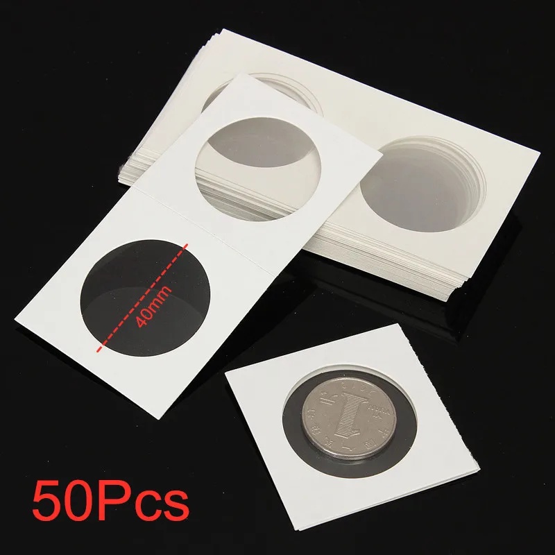

50Pcs Cardboard Coin Flips Holders Sleeves for Coins Pennies Stamp Album Collection Supplies