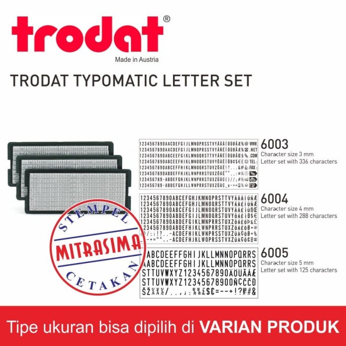 

Huruf dan angka untuk stempel typo Trodat 4911