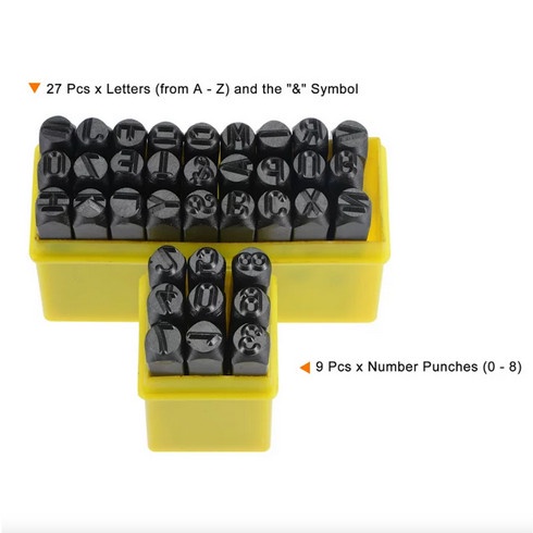 

8mm Stempel Cetakan Huruf Nomor Number Letter Punch Set 36pcs Angka Dan Huruf Ketok Besi Printing