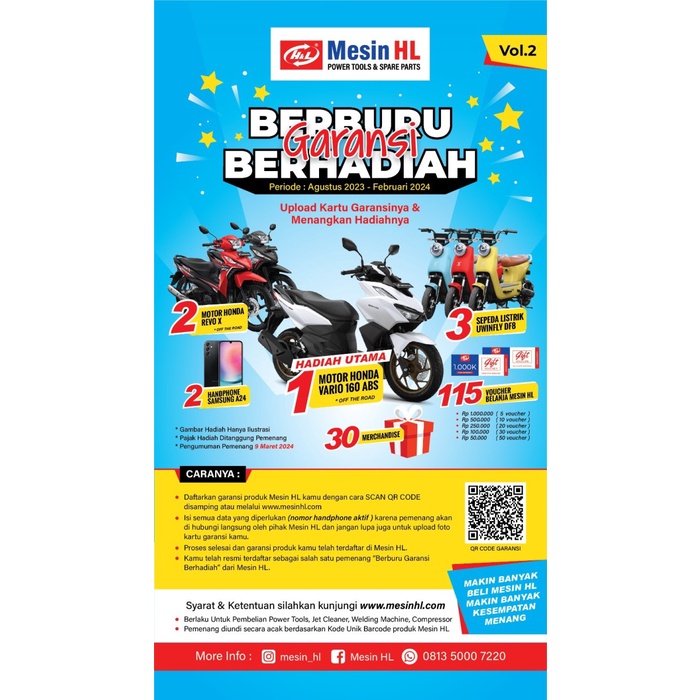 Jet Cleaner H&L QL250 QL 2500 Mesin Cuci Steam Motor Mobil AC