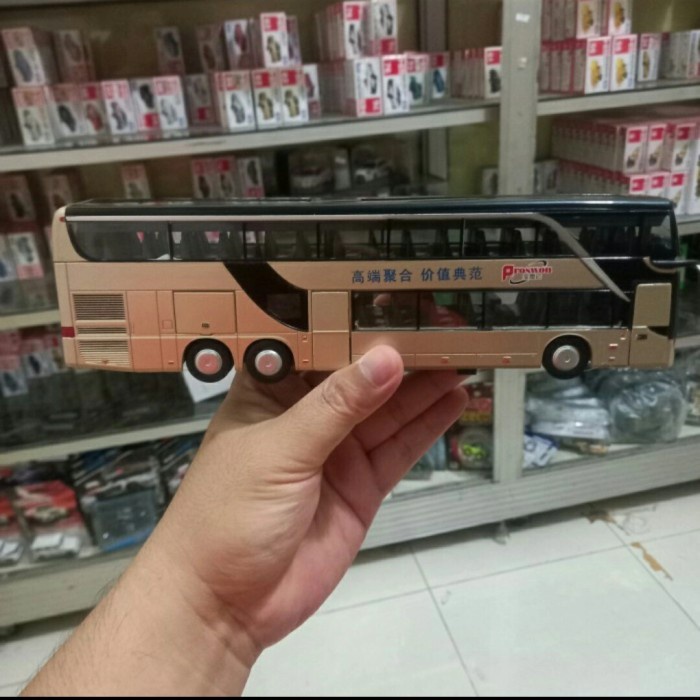 Diecast Miniatur Bus Tingkat Miniatur Bus Double Decker full interior