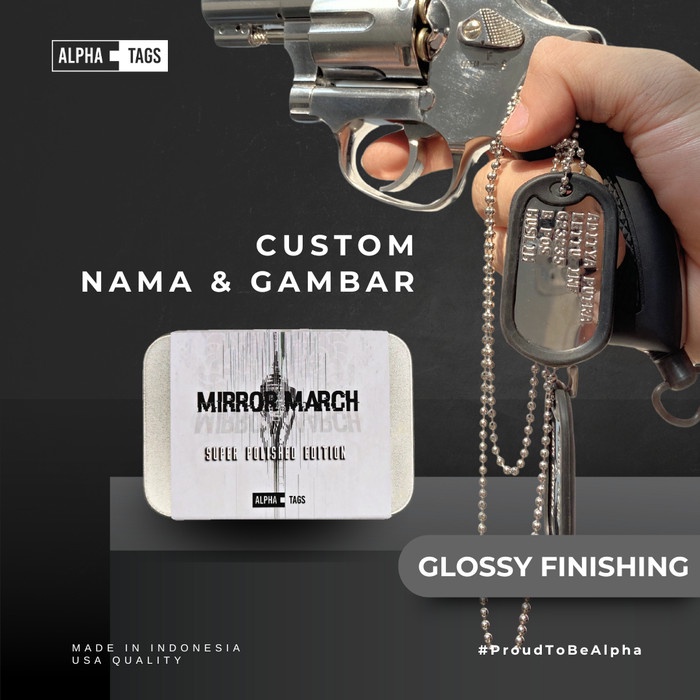 Dogtag Super Polished Usa Made Mirror March Mengkilap Custom Tentara