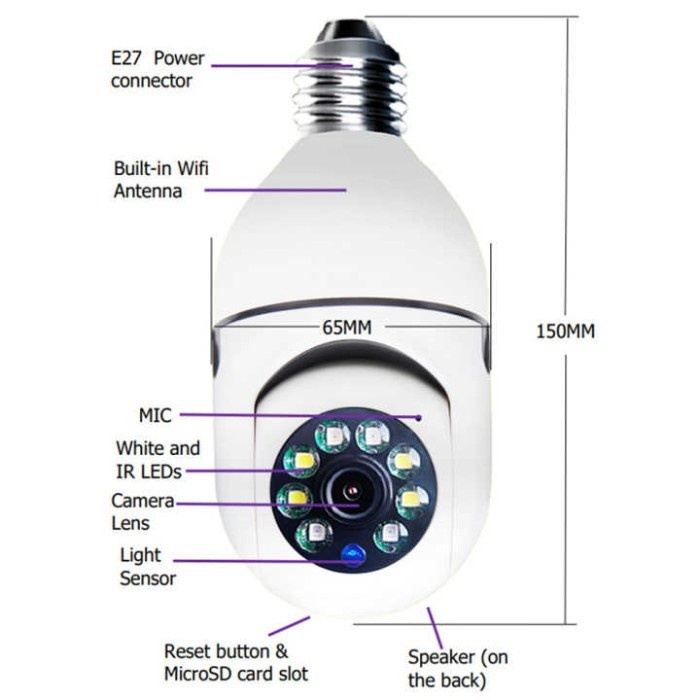 Ip Bohlam 8Mp App V380 / V380 Pro Panoramic Ip Kamera Cctv 360'