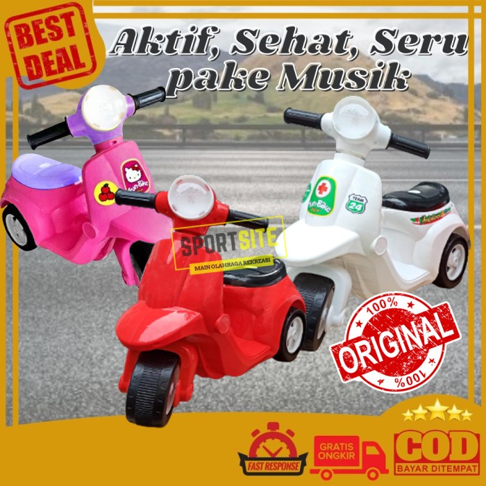 Vespa Fun Bike Ni Mainan Sepeda Motor Anak Scooter Roda Tiga 3 Murah