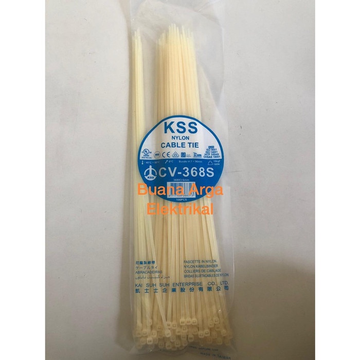 

Kabel Ties CV-368S CV 368S x 3,6 KSS Warna Putih/Hitam @100pcs CV368 Kode 1402