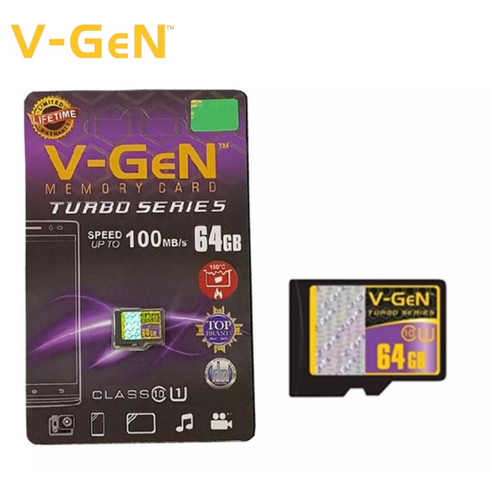 Micro Sd Vgen 64Gb Mmc Class 10 V-Gen Turbo Series 64 Gb Kartu Memory