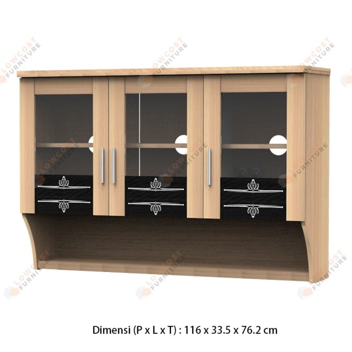 Lemari Dapur Gantung Kitchen Atas 3 Pintu Kaca 473