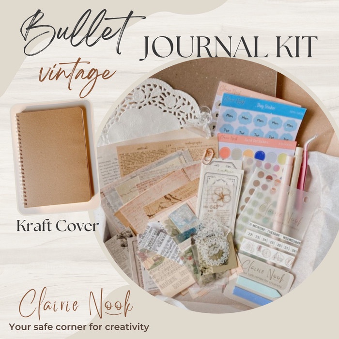 

Clairie Nook Vintage Bullet Journal Kit - Dekorasi Notebook Scrapbook