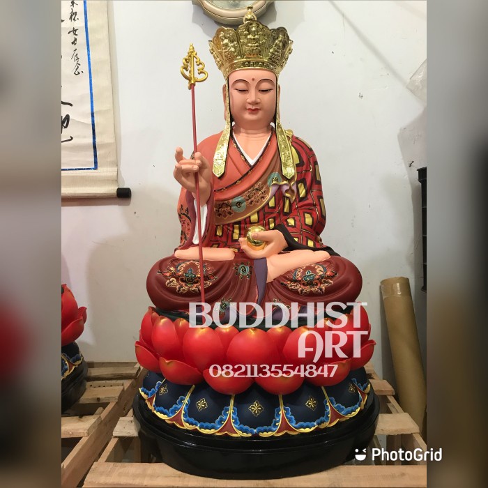 Patung Buddha Ksitigarbha Bodhisattva. Ticanwang Bhn Resin 36 In