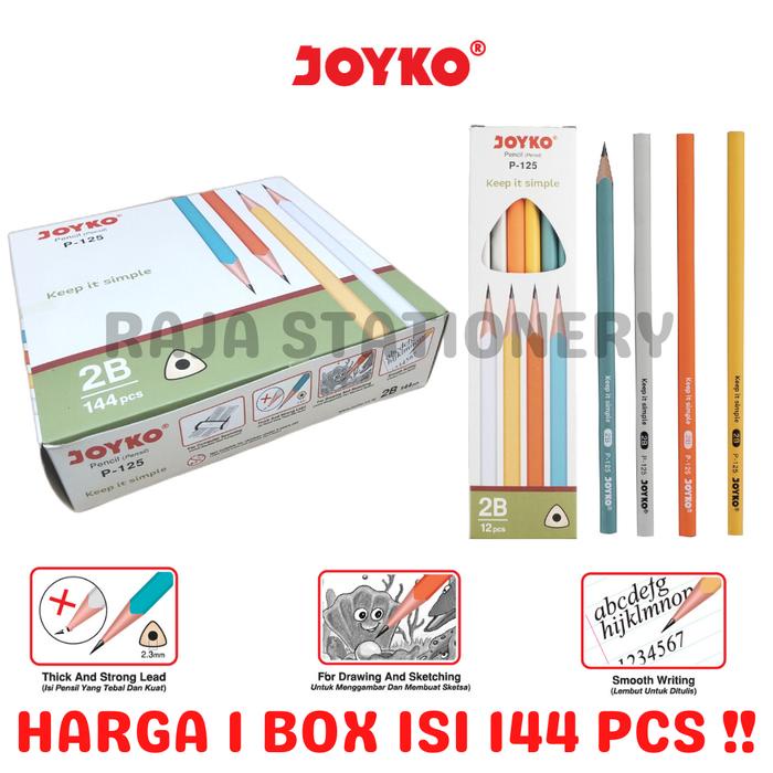

Pensil Kayu Joyko Pencil 2B Pastel P125 Pencil 2B Komputer Ujian P-125 Gross Box [144Pcs]