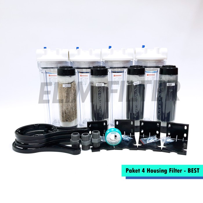 Filter Air Sumur 4 Housing 4 Tahap REFILLABLE CLEAR