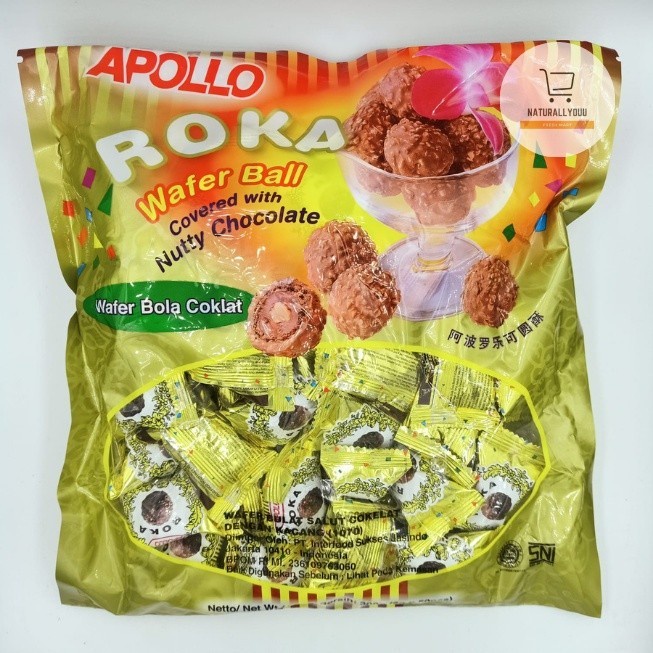 

Apollo Roka Waffer Ball Snek Jadul Biskuit Bola Coklat Wafer Cemilan Food Makanan