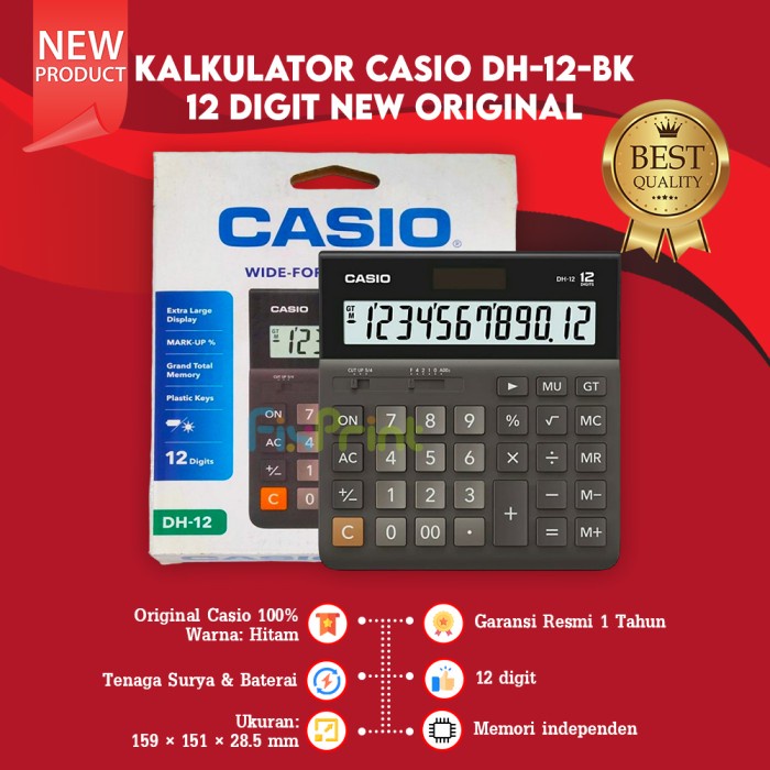 

Calculator Casio DH-12 BK White 12 Digits Kalkulator Dekstop Original