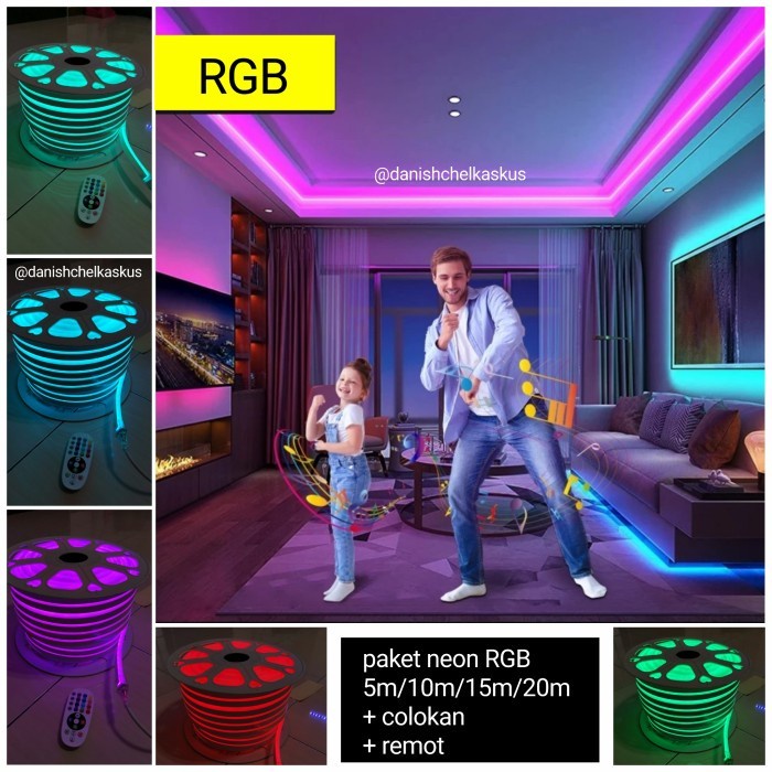 PAKET KOMPLIT NEON FLEX RGB 15M