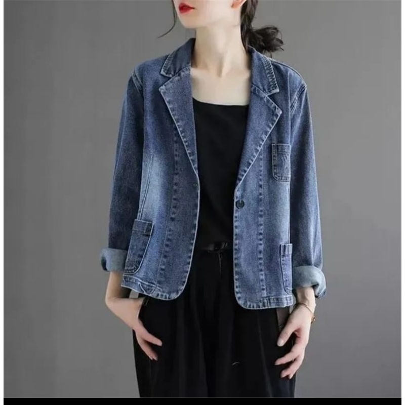 BIG SALE JAKET JEANS WANITA/BLAZER JEANS WANITA LENGAN PANJANG