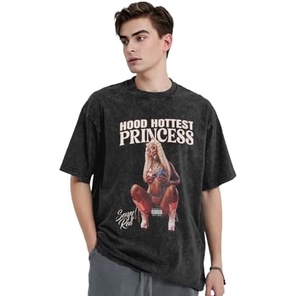 Kemeja Merah Musik Seksi Unisex Vintage Besar Tee Atasan Longgar Lengan Pendek Streetwear XX-Large|w