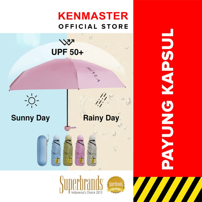 Bevla Payung Kapsul + UV Box BV-520 / Payung Mini / Payung Lipat Kecil / Payung Lipat Mini