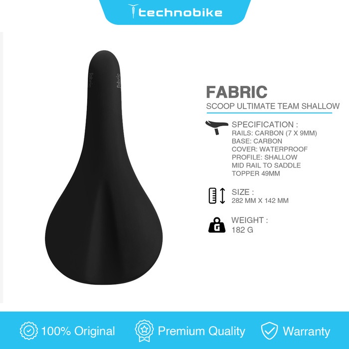 FABRIC SCOOP ULTIMATE TEAM SHALLOW 142MM CARBON - Sadel Sepeda