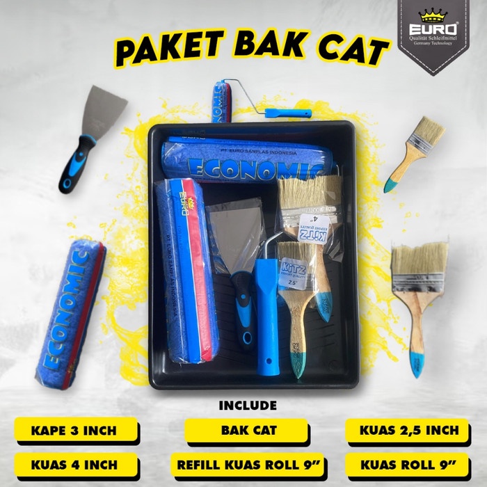 Paket alat cat Kuas roll refill kuas roll bak cat kape dan kuas cat