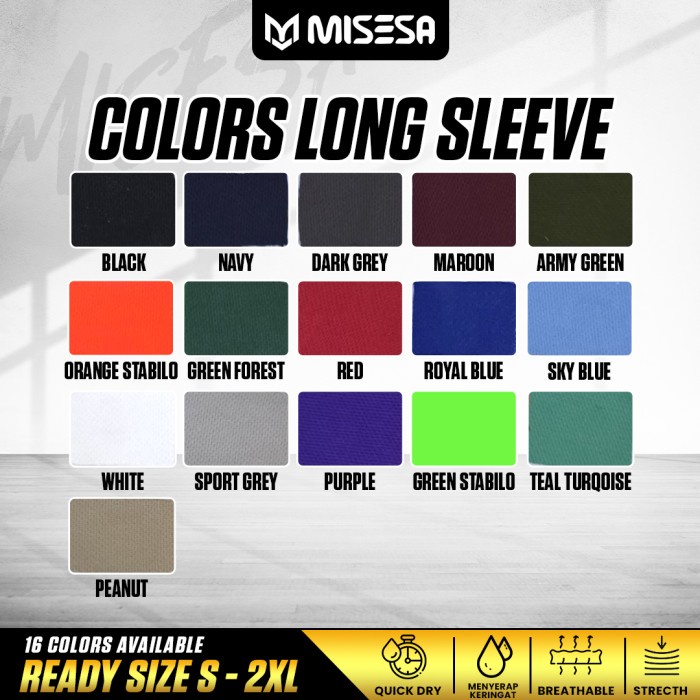 Kaos Polos Olahraga Lengan Panjang Dryfit Drifit Jersey Sport Gym