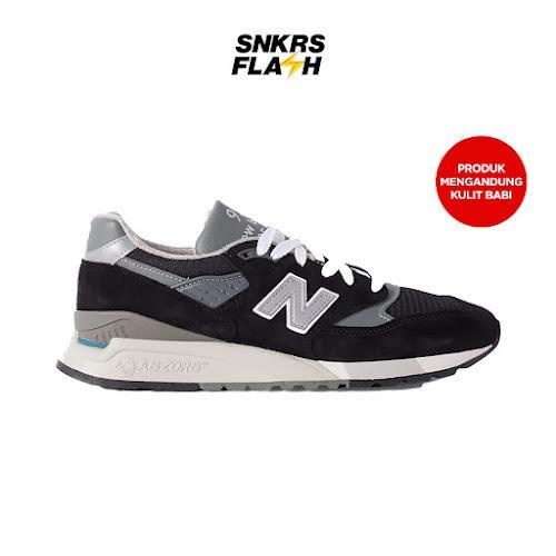 NEW BALANCE 998 Miusa Black Silver Sepatu Sneakers Pria