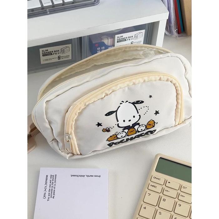 

Kotak pensil kapasitas besar dua lapis tempat pensil siswa penyimpanan Pacha gaya Ins kecil segar -